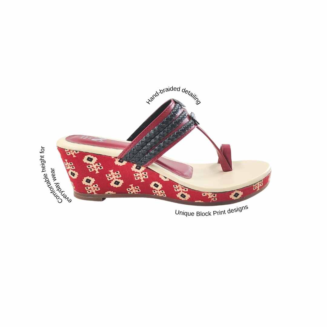 haiku wedges Ruhi offwhite Maroon